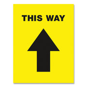 Social Distancing Floor Decals, 8.5 X 11, This Way, Yellow Face, Black Graphics, 5/pack