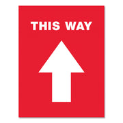 Social Distancing Floor Decals, 8.5 X 11, This Way, Red Face, White Graphics, 5/pack