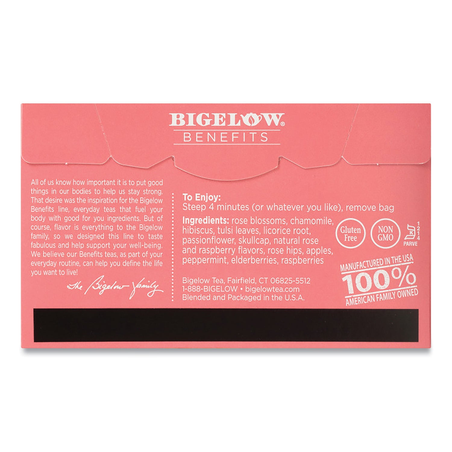 Benefits Rose and Mint Herbal Tea Bags, 0.6 oz Tea Bag, 18/Box