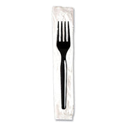 Individually Wrapped Mediumweight Polystyrene Cutlery, Fork, Plastic, Black, 1,000/Carton