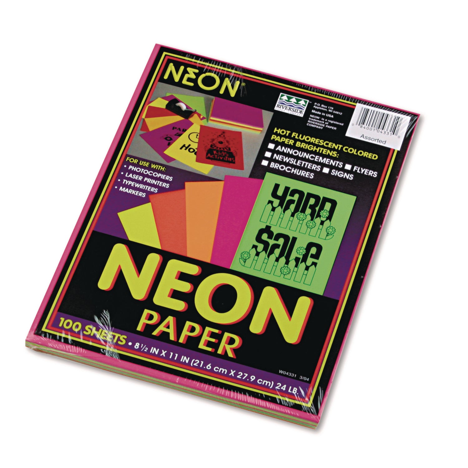 Letter - 8 1/2" x 11" - 24 lb Basis Weight - Sustainable Forestry Initiative (SFI) - Assorted Neon - 1 Pack