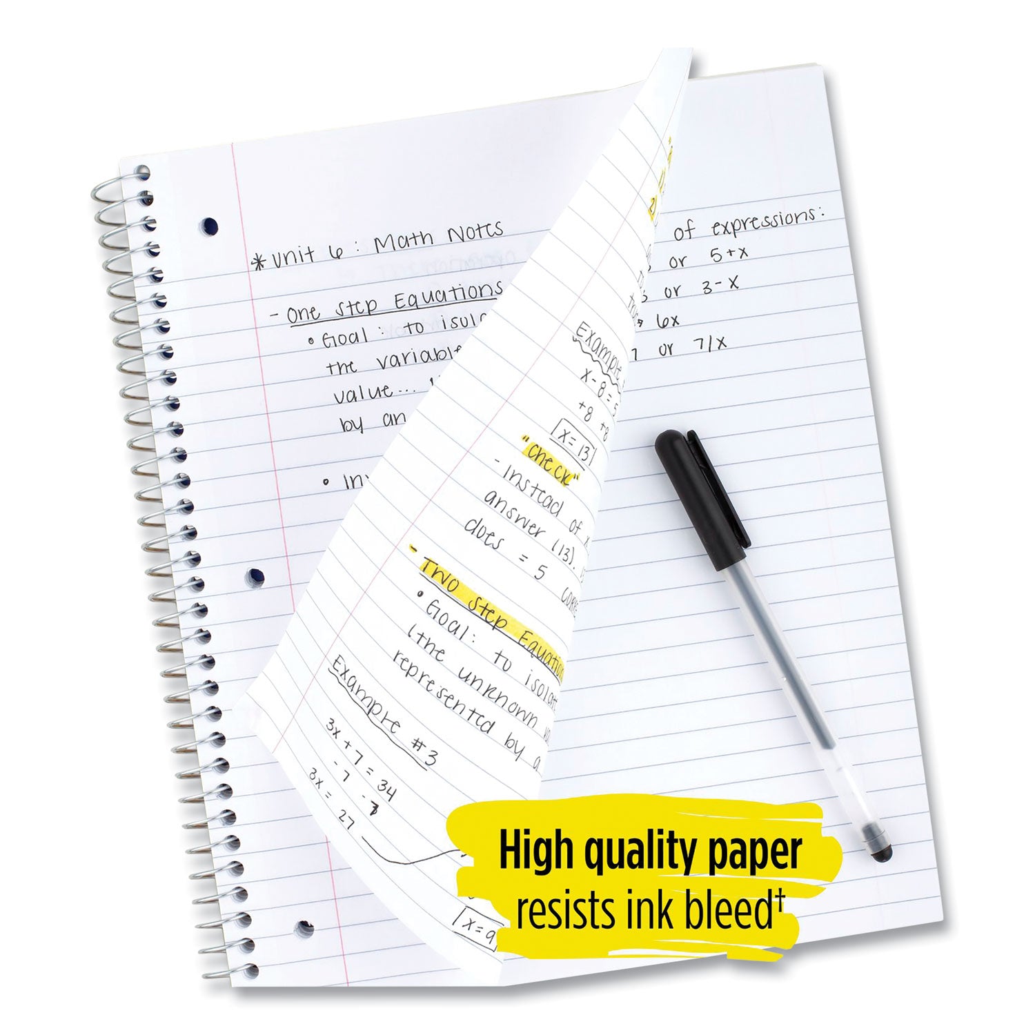 Wirebound Notebook, 1-Subject, Wide/Legal Rule, Randomly Assorted Cover Color (Set 5), (100) 10.5 x 8 Sheets