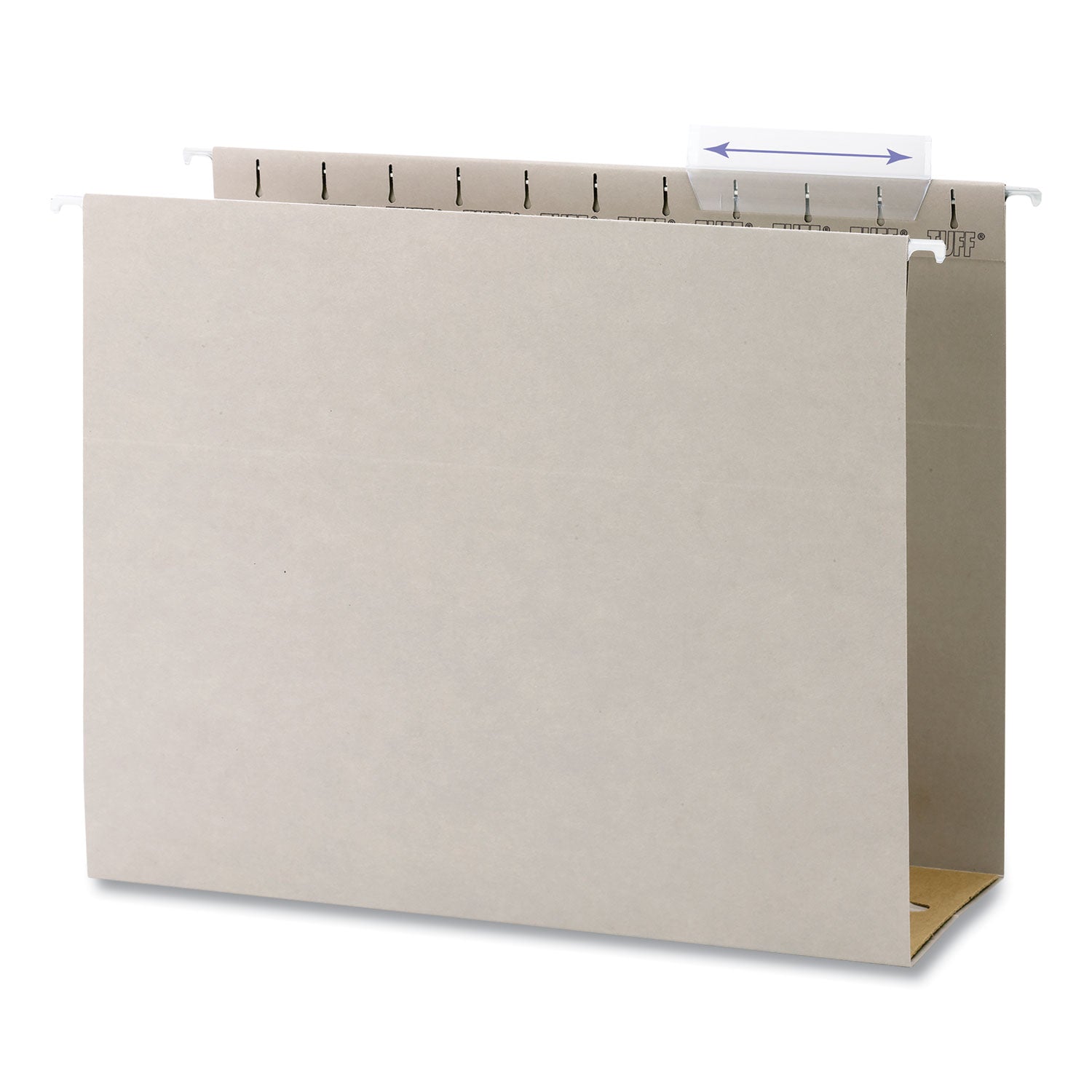 TUFF Extra Capacity Hanging File Folders with Easy Slide Tabs, 4" Capacity, Letter, 1/3-Cut Tabs, Steel Gray, 18/Box