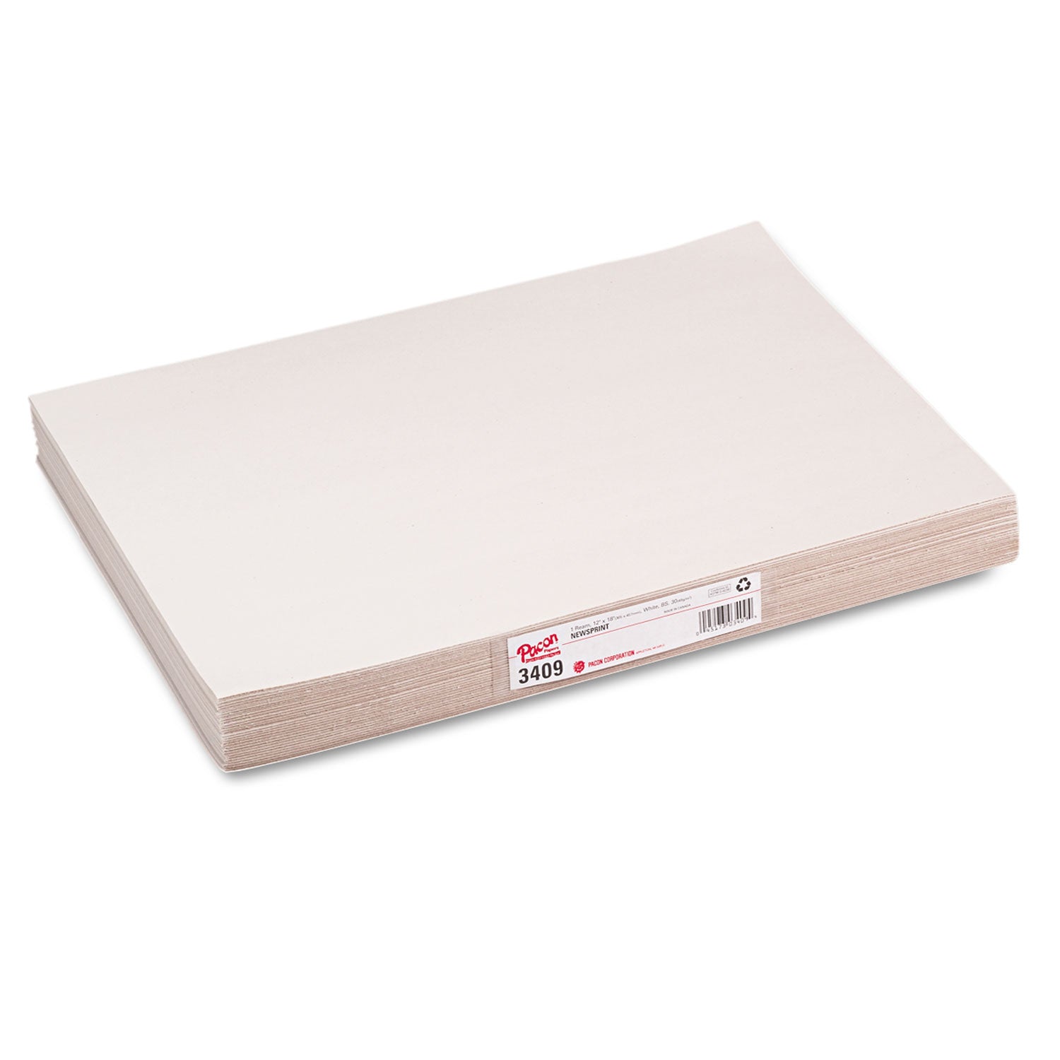 Newsprint Paper, White, 12" x 18", 500 Sheets