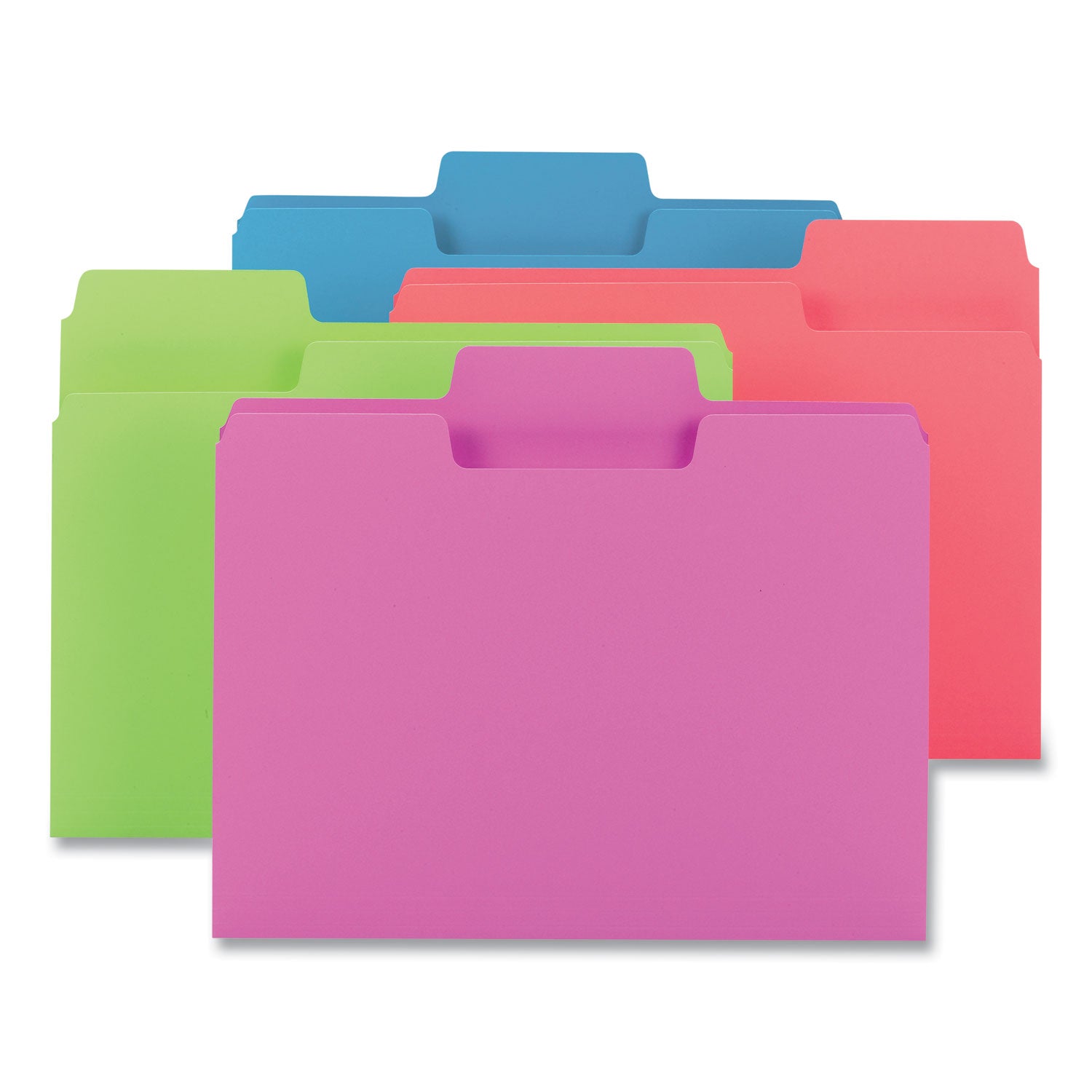 Smead SuperTab 1/3 Tab Cut Letter Recycled Top Tab File Folder - 8 1/2" x 11" - 3/4" Expansion - Top Tab Location - 11 pt. - Bright Purple, Bright Pink, Bright Green, Bright Blue - 10% Recycled - 24 / Pack