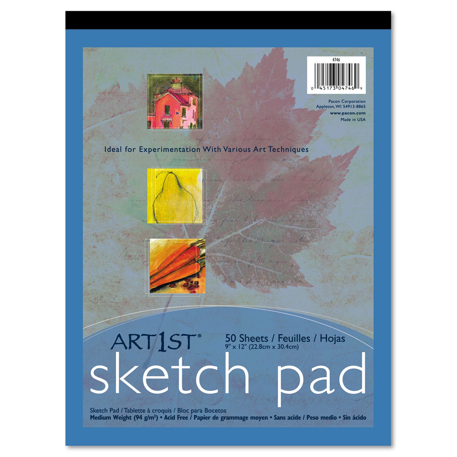UCreate Medium Weight Sketch Pads - 50 Sheets - 9" x 12" Sheet Size - White Paper - Acid-free, Mediumweight - Recycled - 1 Pad