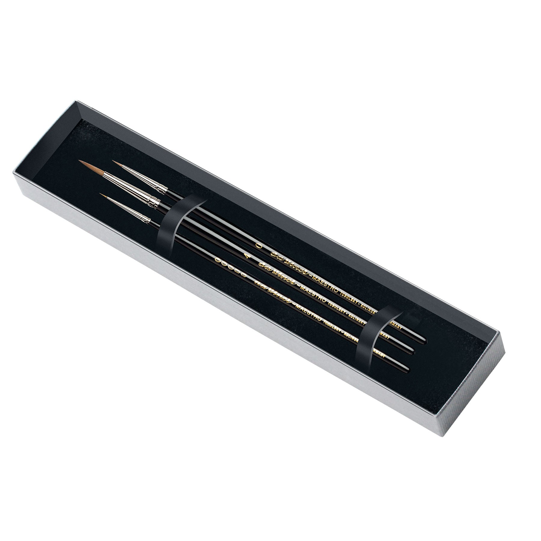 MAESTRO Miniature Painting Brushes, Kolinsky Red Sable, Watercolor, Round, Series10, Assorted, 3 Brush Set in Gift Box