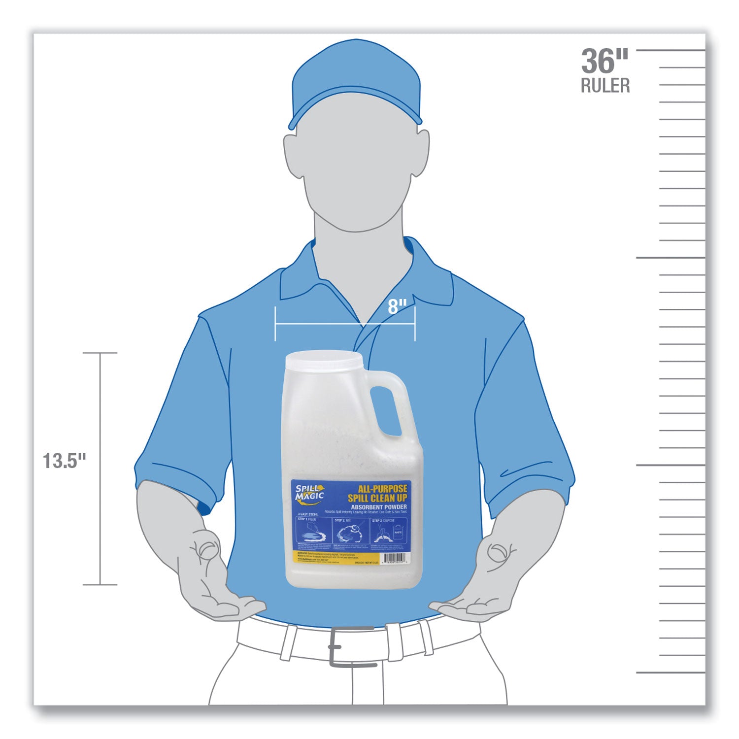 For Multipurpose - Powder - 51.36 oz (3.21 lb) - Recommended For: Spill Remover, Liquid Remover - Absorbent, Easy to Use, Non-toxic, Refillable, Lightweight, Residue-free, Spill Resistant - White Bottle - 1 Each