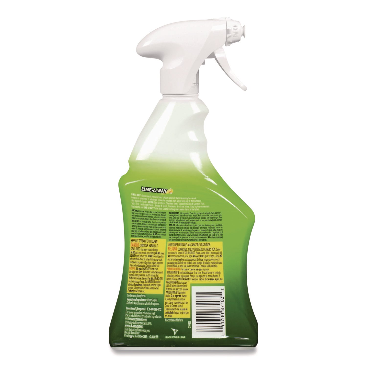Lime-A-Way Liquid Cleaner, Unscented, 22 fl oz Green Spray Bottle, 1 Each