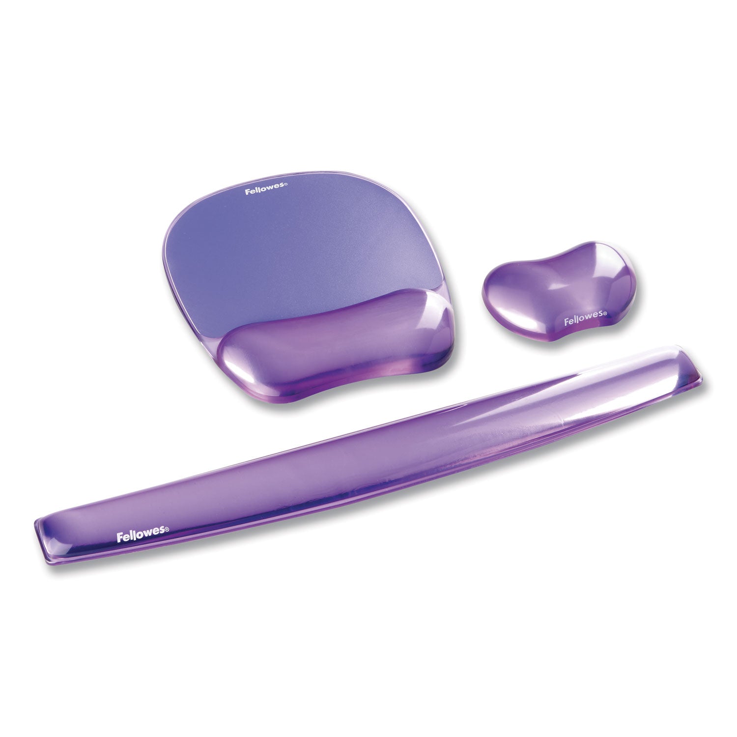 Fellowes Crystals Gel Mousepad/Wrist Rest - 0.75" Height x 7.88" Width x 9.19" Depth - Purple - Rubber, Gel - Stain Resistant, Skid Proof - 1 Each