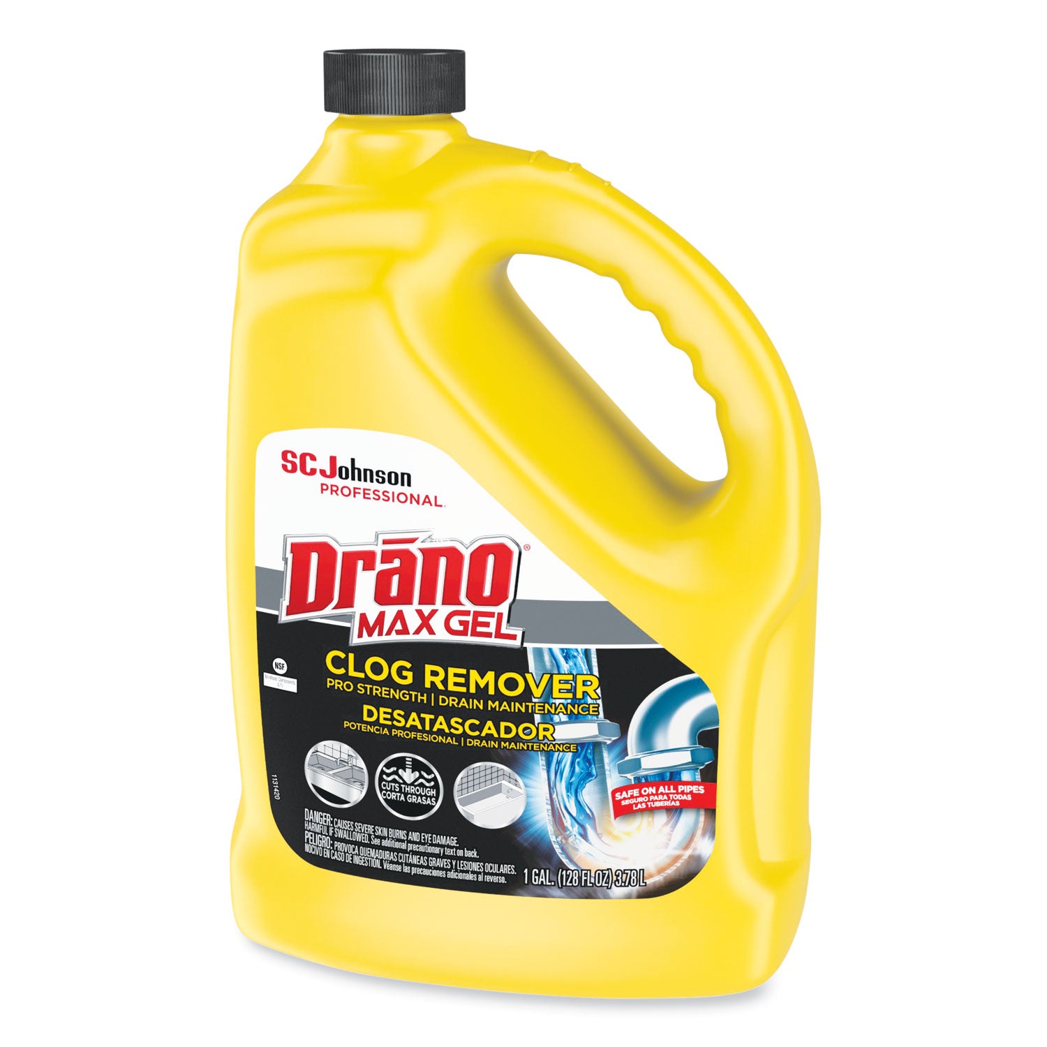 Drano Max Gel Clog Remover - Ready-To-Use - 128 oz (8 lb) - Corrosion Resistant - Clear - 1 Each