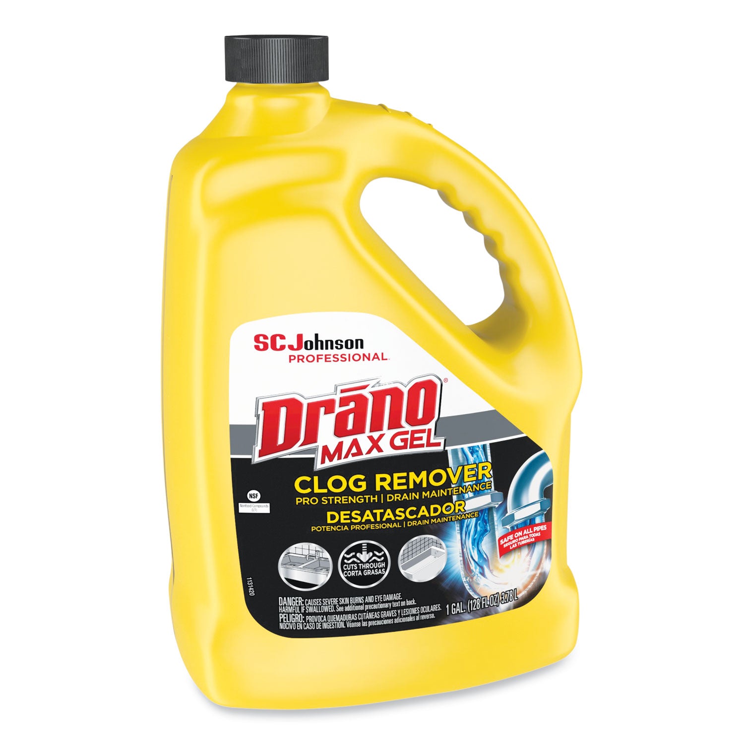 Drano Max Gel Clog Remover - Ready-To-Use - 128 oz (8 lb) - Corrosion Resistant - Clear - 1 Each