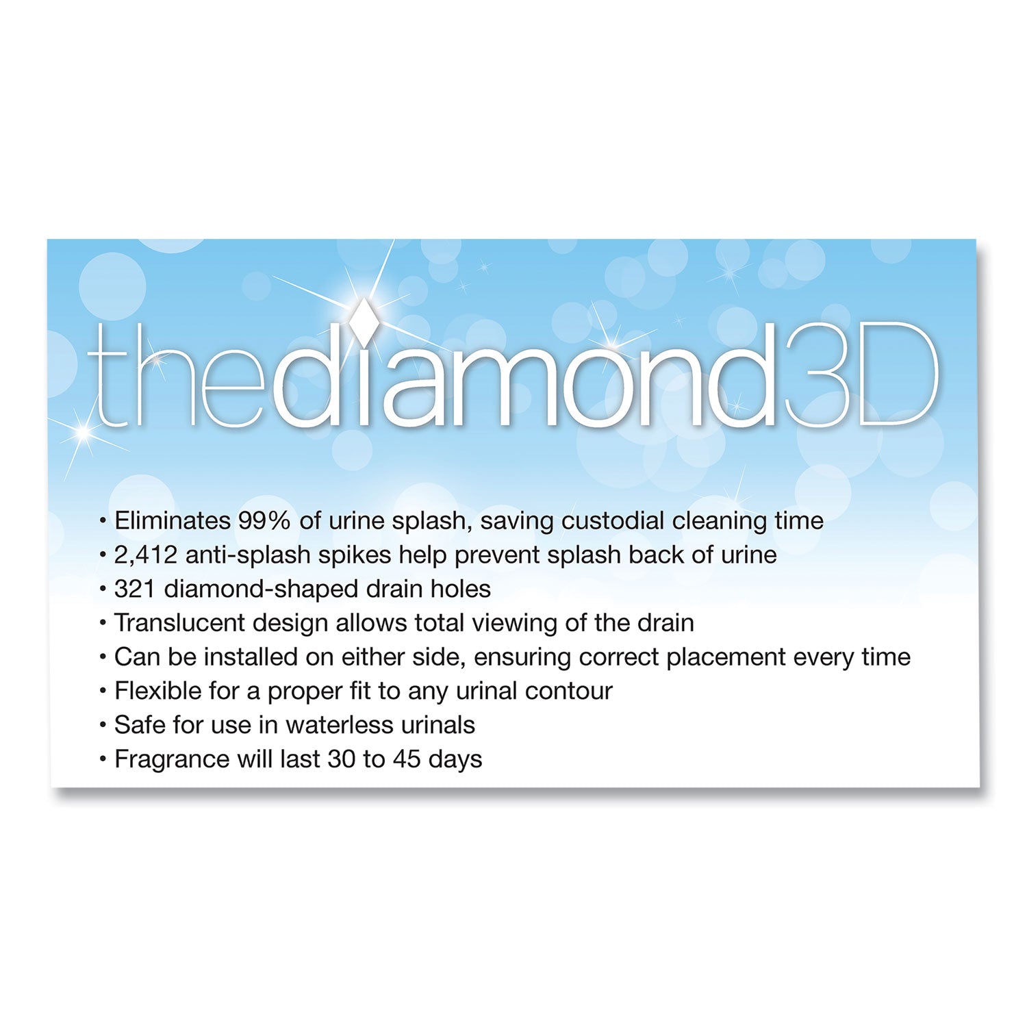 Diamond 3d Urinal Screen, Melon Mist Scent, Clear, 10/pack, 6 Packs/carton
