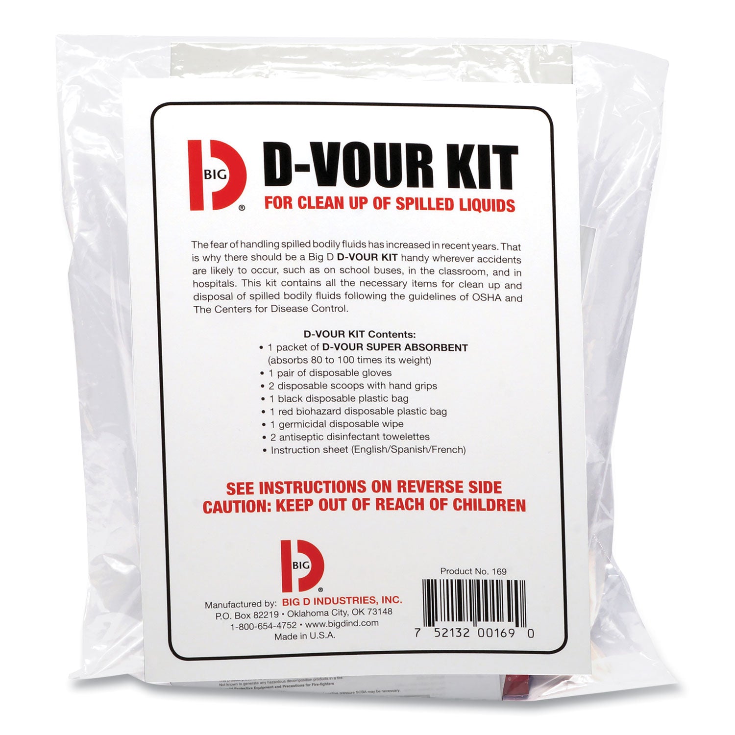 D'vour Clean-Up Kit, Powder, All Inclusive Kit, 6/carton