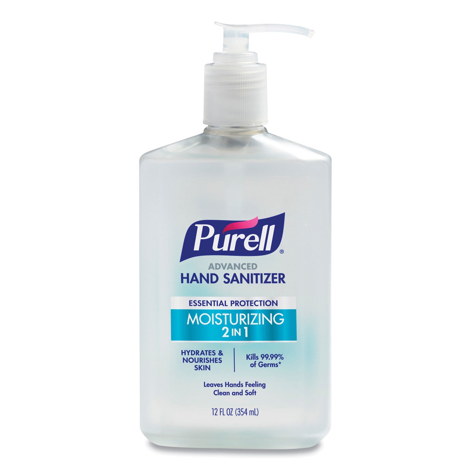 PURELL&reg; Advanced Hand Sanitizer - 12 fl oz - Pump Bottle Dispenser - Kill Germs - Skin, Hand, Reception, Conference Room, Breakroom, Desk, Counter - Moisturizing - Clear - Residue-free, Non-sticky - 1 Each