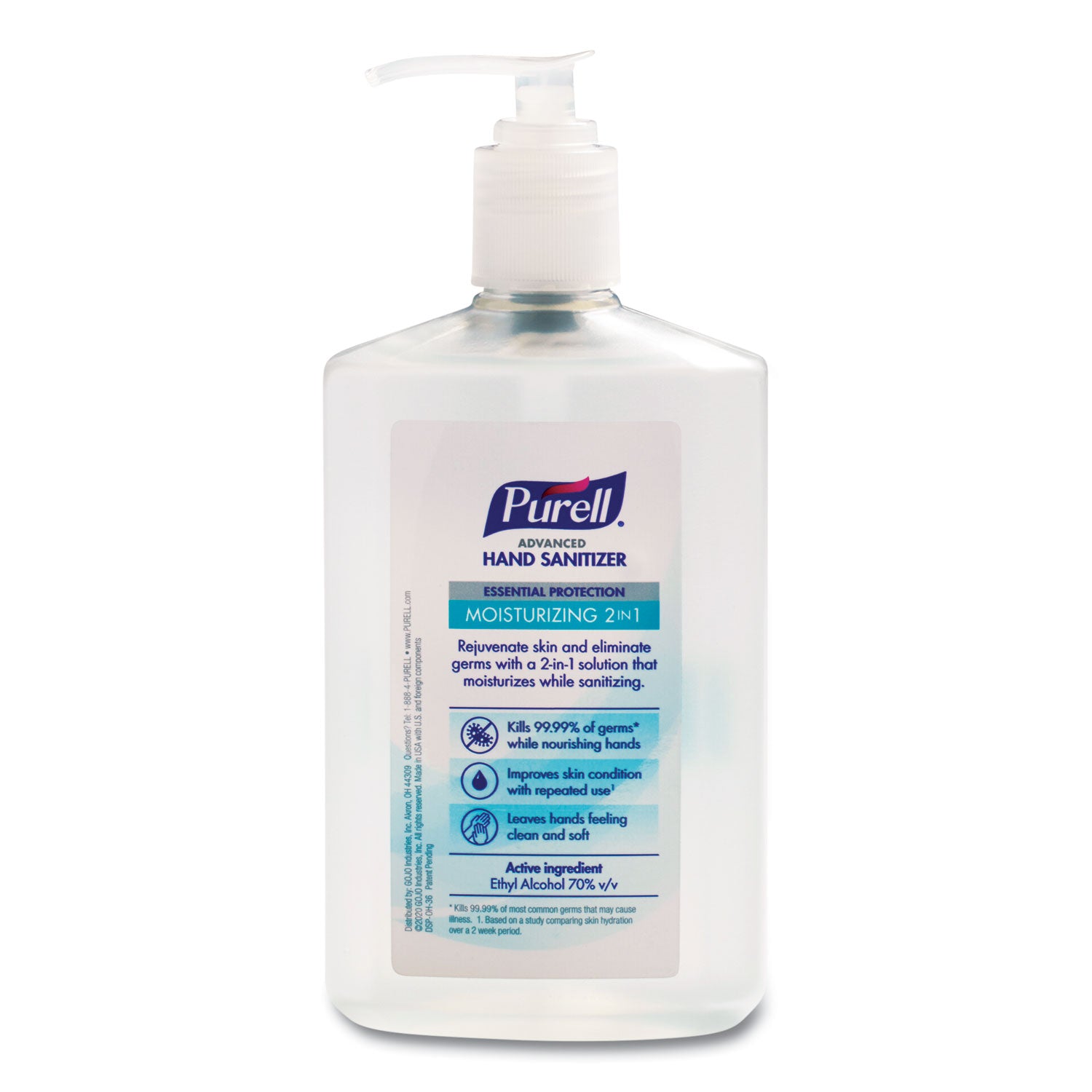 PURELL&reg; Advanced Hand Sanitizer - 12 fl oz - Pump Bottle Dispenser - Kill Germs - Skin, Hand, Reception, Conference Room, Breakroom, Desk, Counter - Moisturizing - Clear - Residue-free, Non-sticky - 1 Each