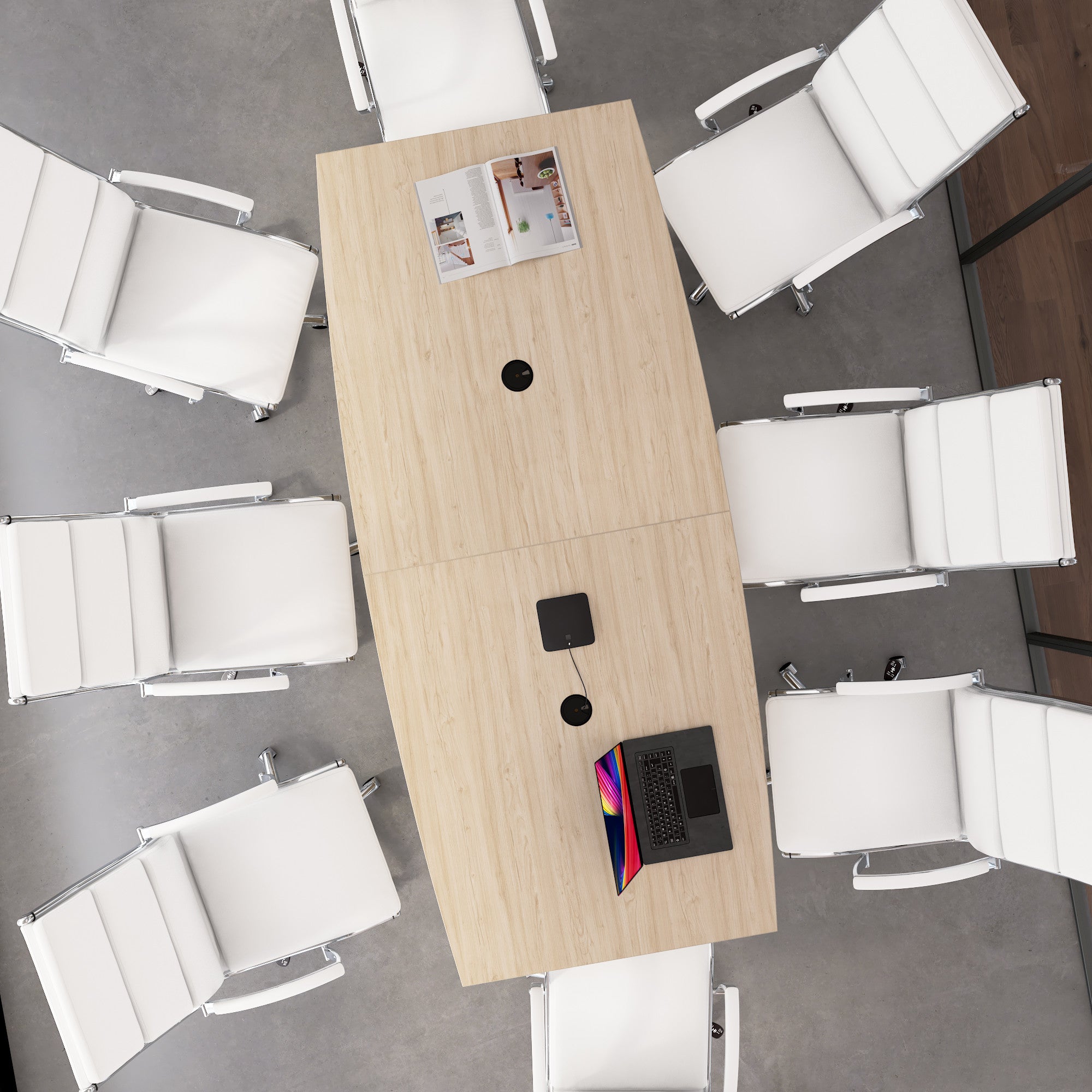 Bush Business Furniture 96-inch Office Conference Table with Wood Base in Natural Elm - 95.19" Width x 42" Depth x 28.65" Height