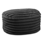 Jaxx Paran Accent Pouf - Fluffy Faux Fur Ottoman for Modern Interior Design, Large, Black