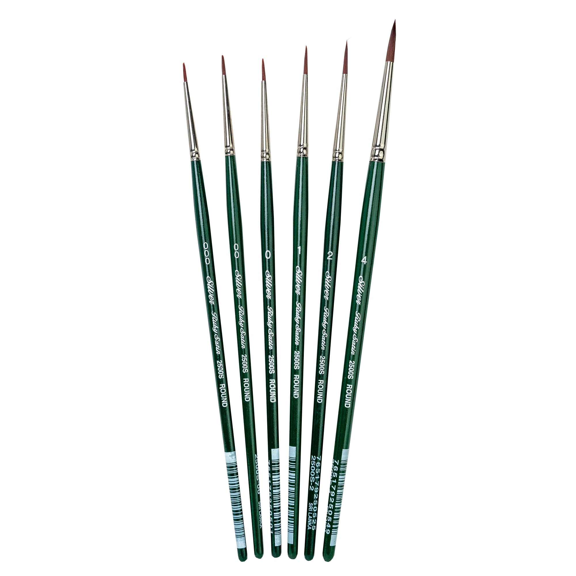 Ruby Satin Small Rounds, 6 Brushes