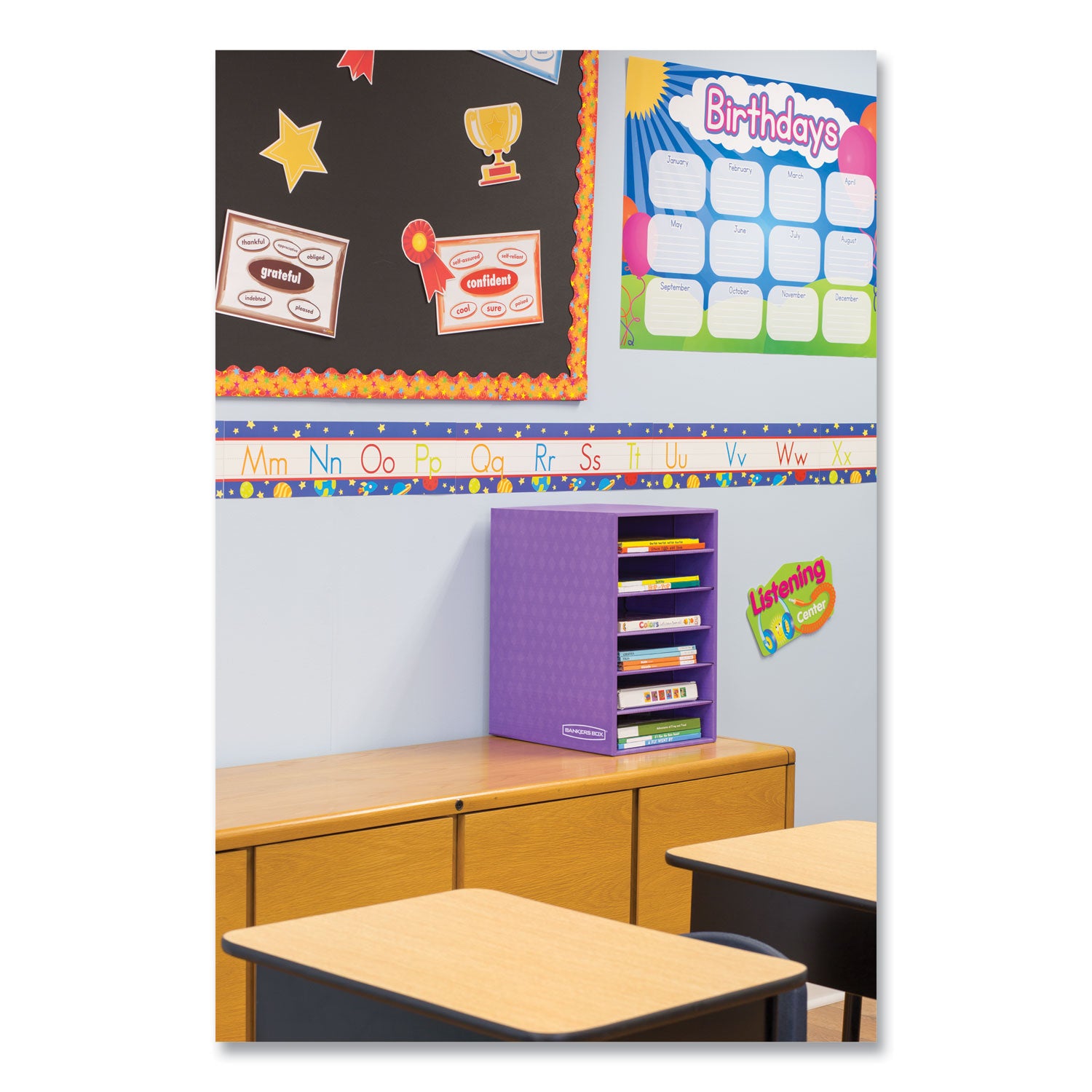 6 Compartment(s) - Compartment Size : 2.63" x 11" x 13" - 18" Height x 11.88" Width x 13.25" Depth - Desktop - Sturdy - 60% Recycled - Purple - Corrugated Paper - 1 Each