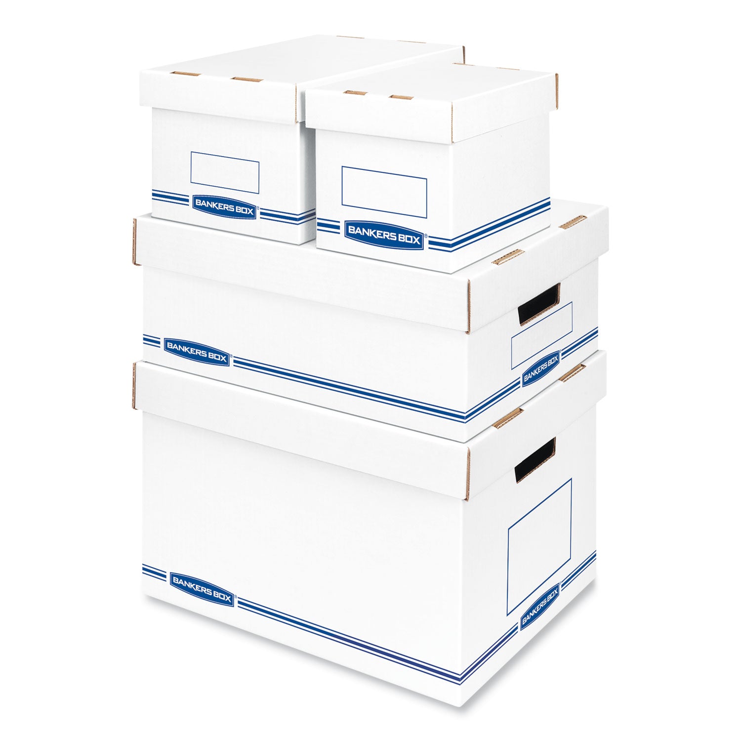 External Dimensions: 12.8" Width x 16.5" Depth x 10.5" Height - Medium Duty - Single/Double Wall - Stackable - White, Blue - For Storage - Recycled - 12 / Carton