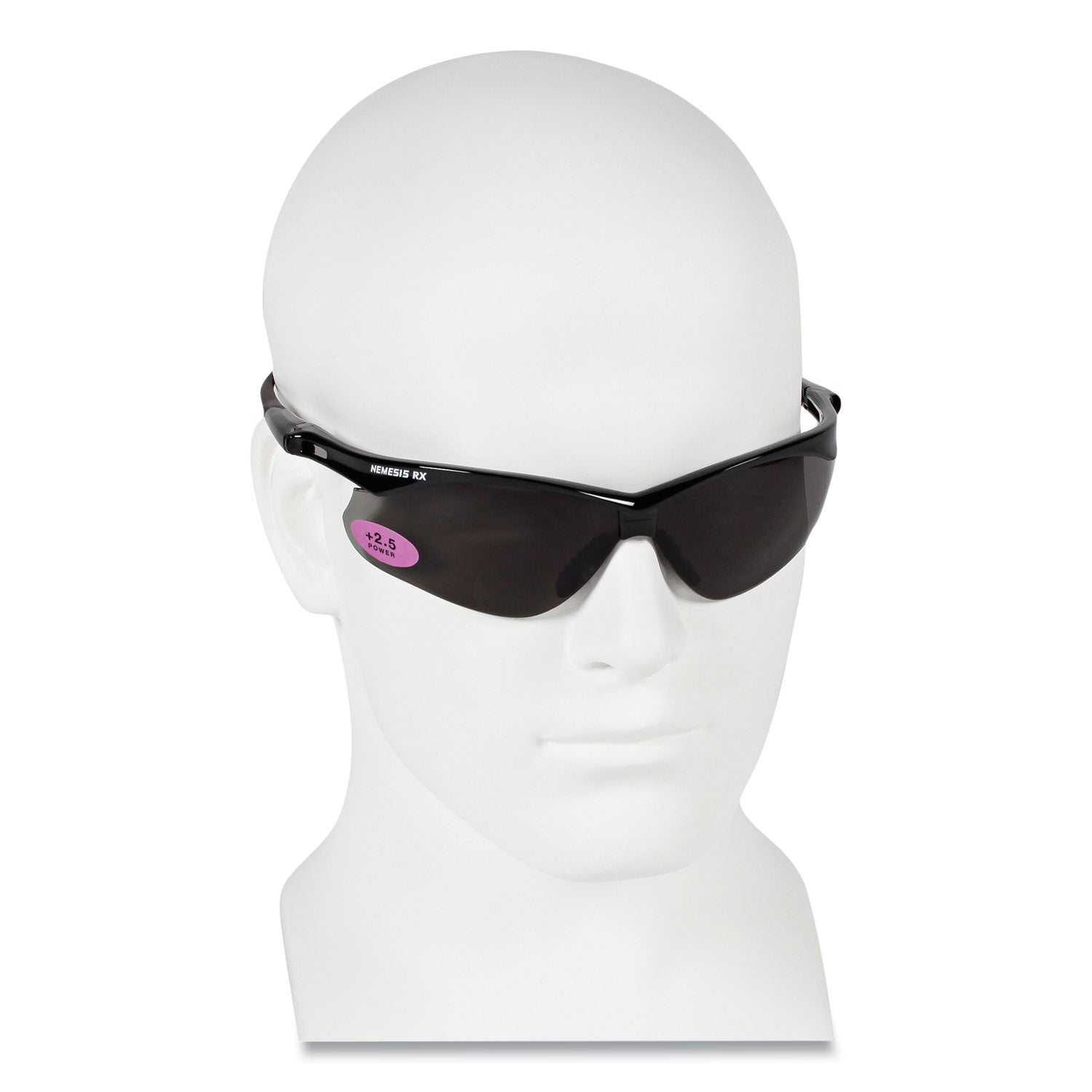 V60 Nemesis Rx Reader Safety Glasses, Black Frame, Smoke Lens, +2.5 Diopter Strength, 6/Box