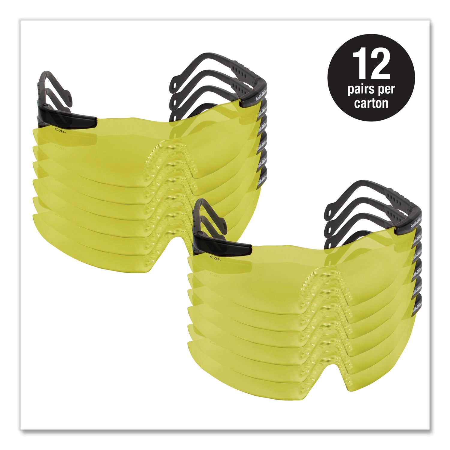Magnum 3G Safety Eyewear, Black Frame, Yellow/Amber Lens, 12/Box
