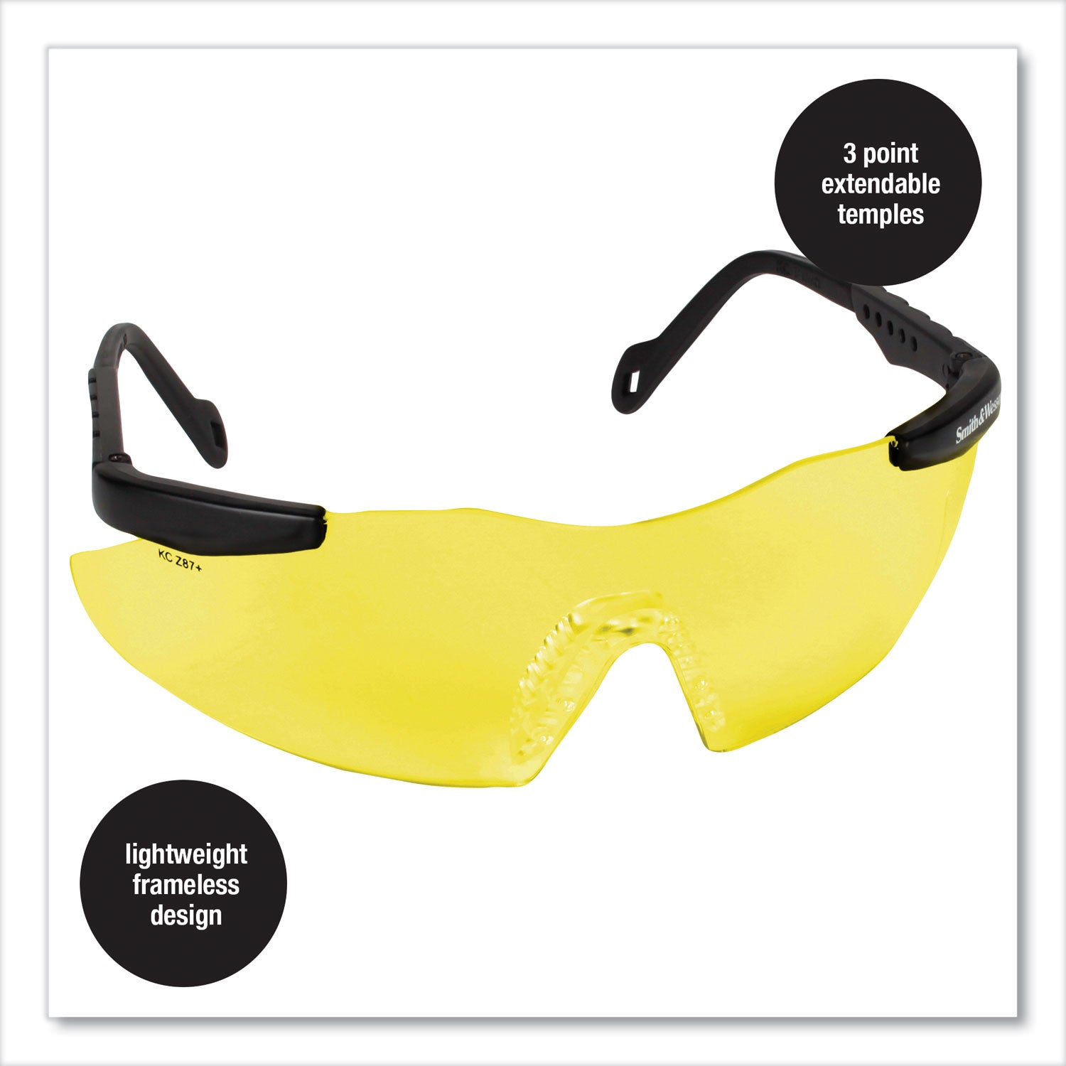 Magnum 3G Safety Eyewear, Black Frame, Yellow/Amber Lens, 12/Box
