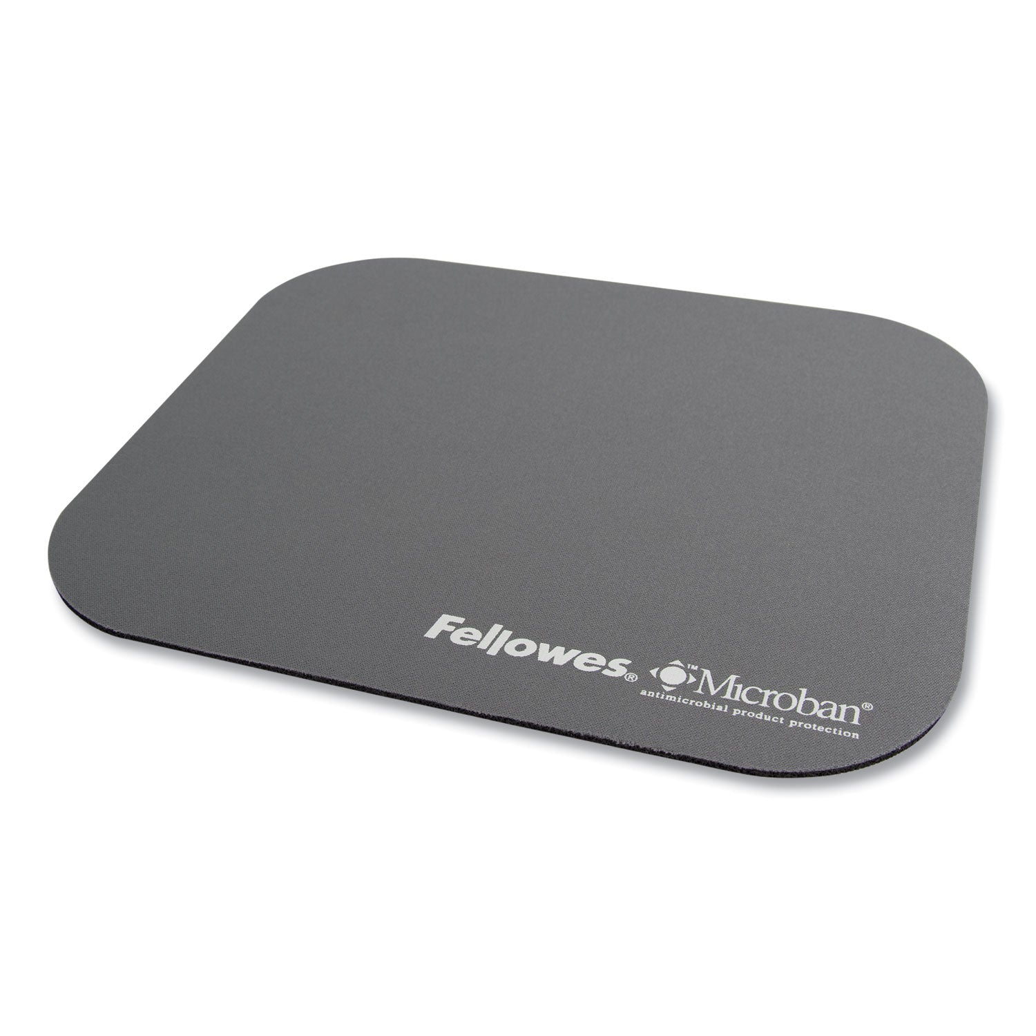 Fellowes Microban Mouse Pad - 8" Height x 9" Width x 0.13" Depth - Graphite - Rubber - Wear Resistant, Tear Resistant, Scratch Resistant, Skid Proof - 1 Each