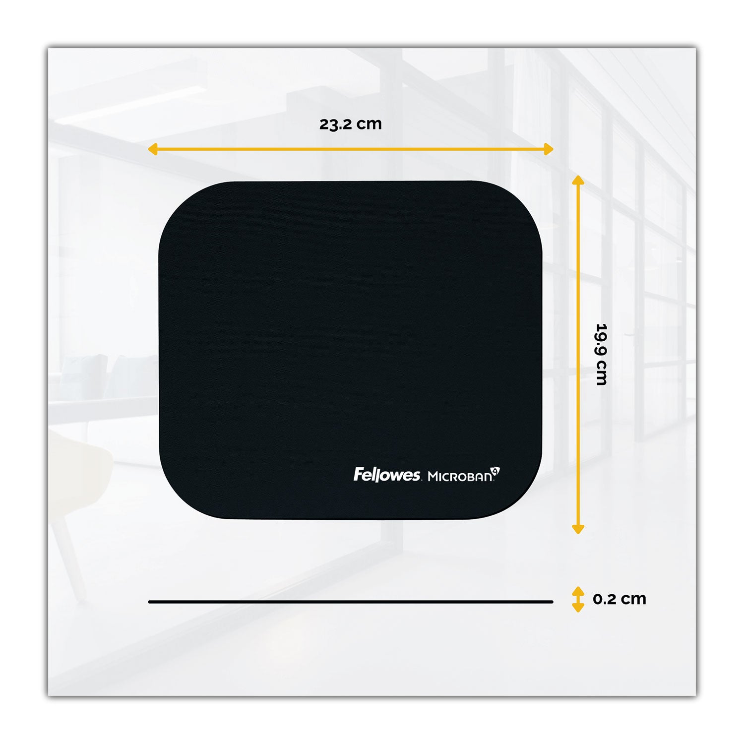 Fellowes Microban Mouse Pad - 8" Height x 9" Width x 0.13" Depth - Black - Rubber - Tear Resistant, Wear Resistant, Skid Proof - 1 Each - TAA Compliant