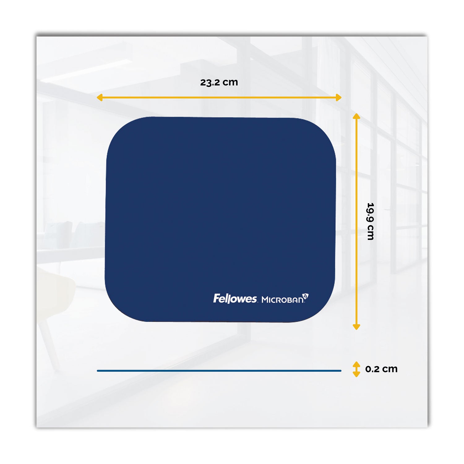 Fellowes Microban Mouse Pad - 8" Height x 9" Width x 0.13" Depth - Blue - Rubber - Wear Resistant, Tear Resistant, Skid Proof - 1 Each