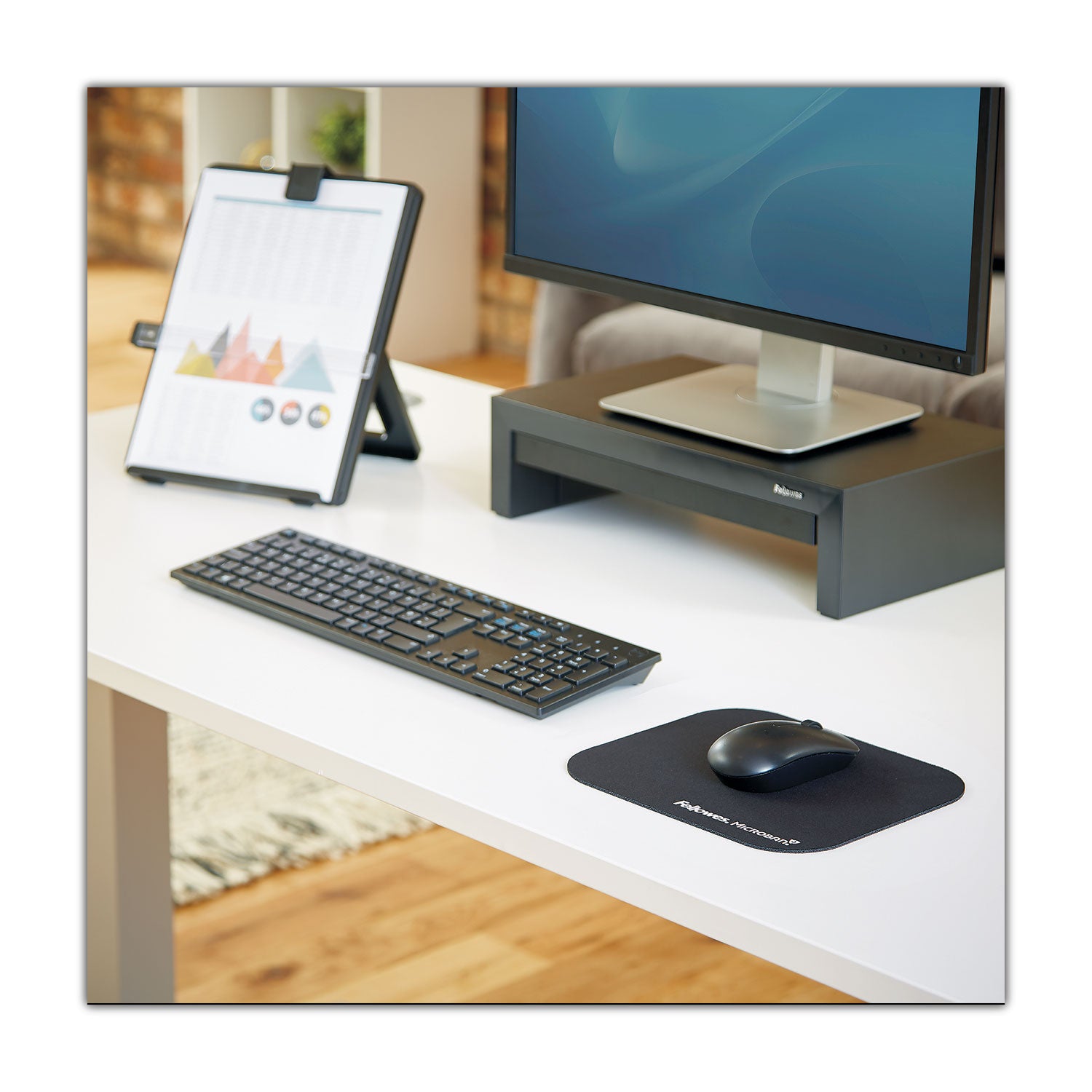 Fellowes Microban Mouse Pad - 8" Height x 9" Width x 0.13" Depth - Black - Rubber - Tear Resistant, Wear Resistant, Skid Proof - 1 Each - TAA Compliant