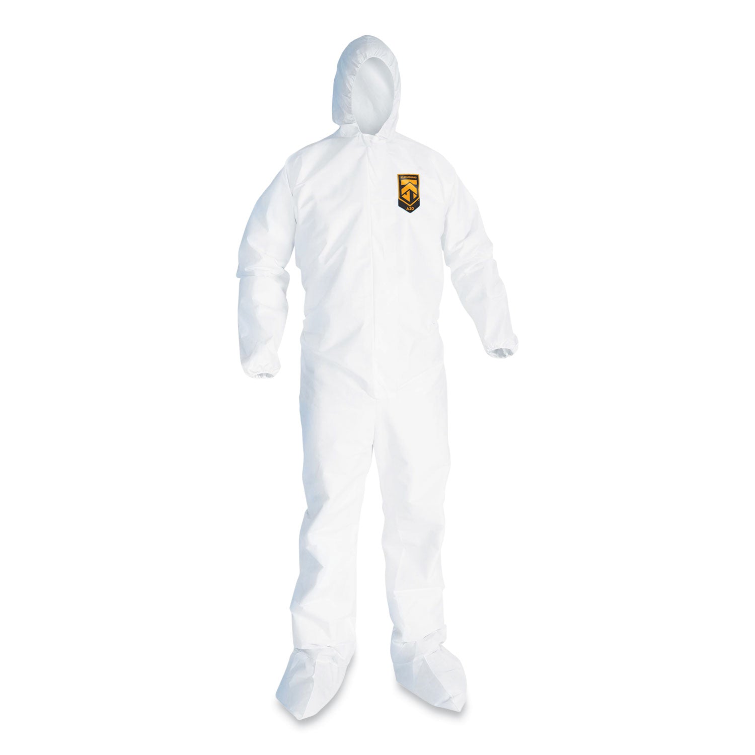 A20 Breathable Particle Protection Coveralls, Elastic Back, Hood and Boots, 4X-Large, White, 20/Carton
