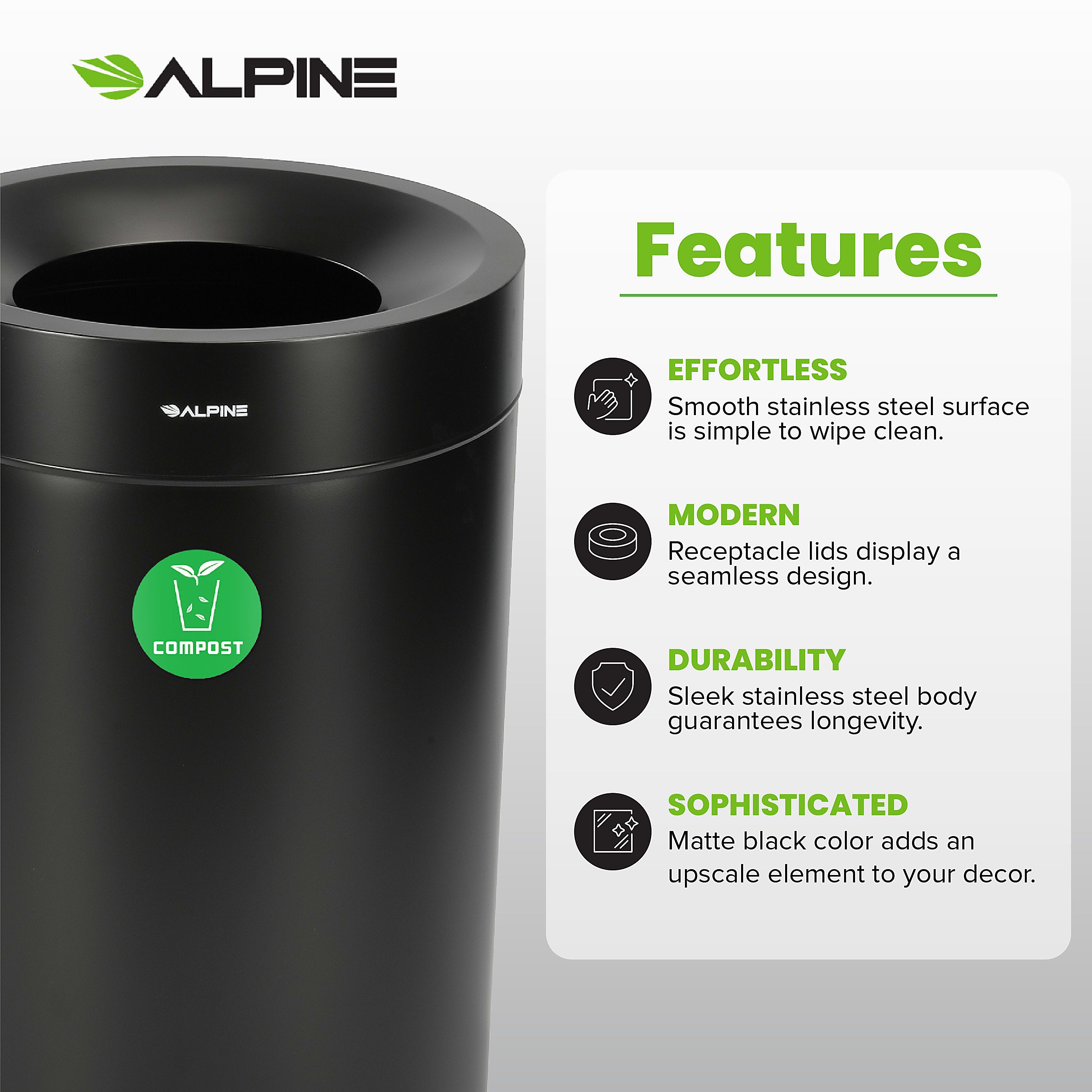 50 Gallon Stainless Steel Compost Can (Black)