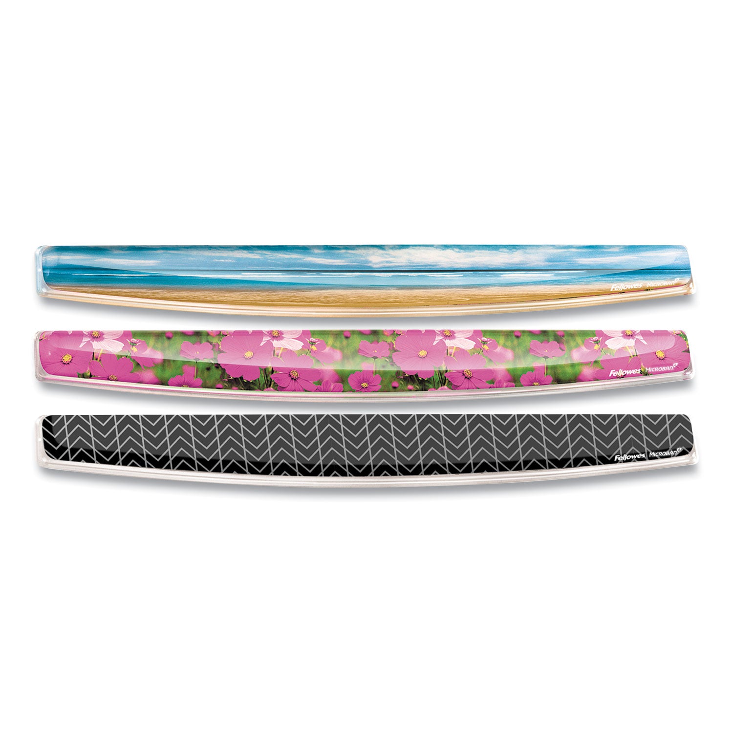 Fellowes Microban Photo Gel Keyboard Wrist Rest, Chevron Design, Black/White, Gel & Rubber, Stain Resistant, Skid Proof, 0.75" x 18.56" x 2.31", 1 Each