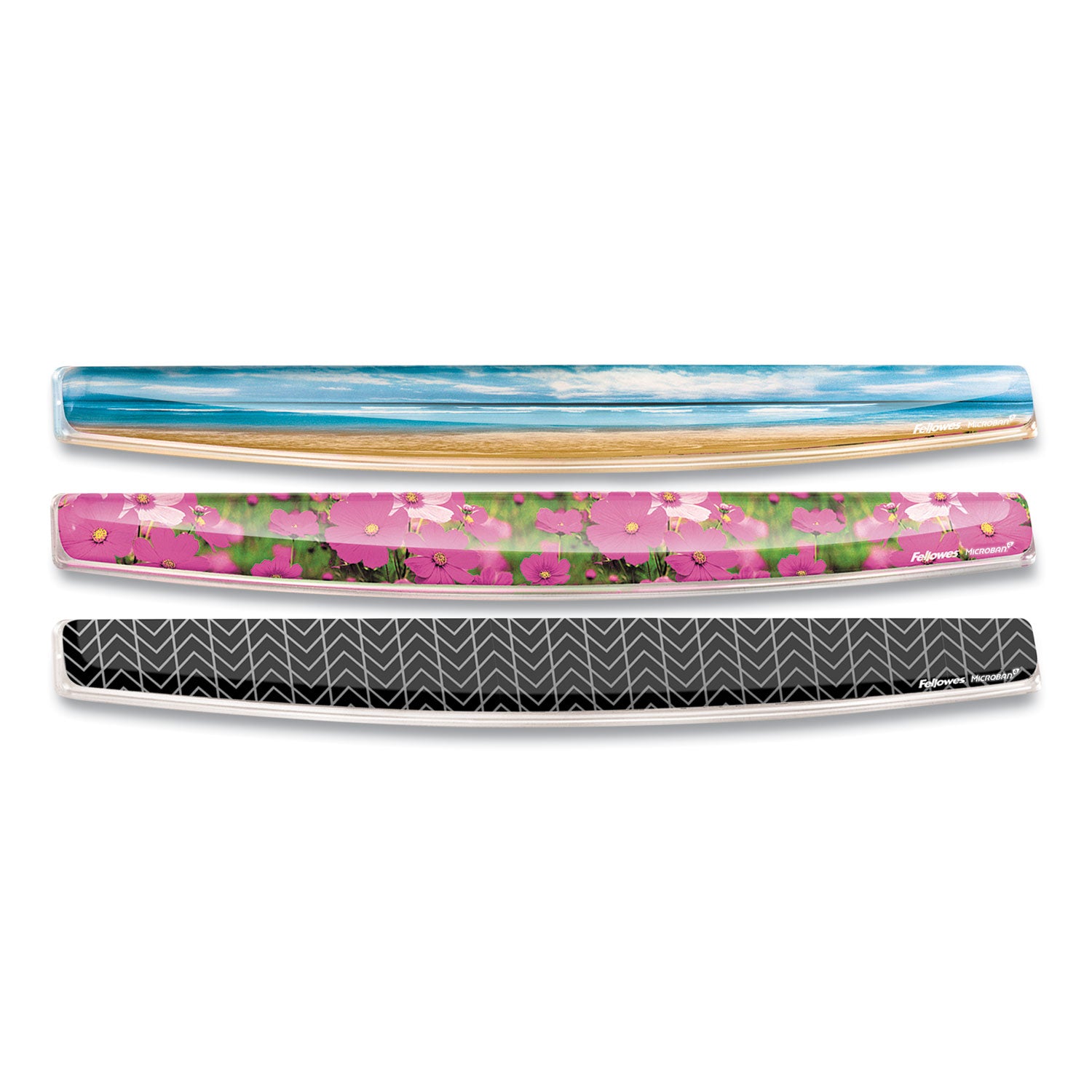 Fellowes Microban Photo Gel Keyboard Wrist Rest - Pink Flowers - 0.75" Height x 18.56" Width x 2.31" Depth - Multicolor - Rubber, Gel - Stain Resistant, Skid Proof - 1 Each