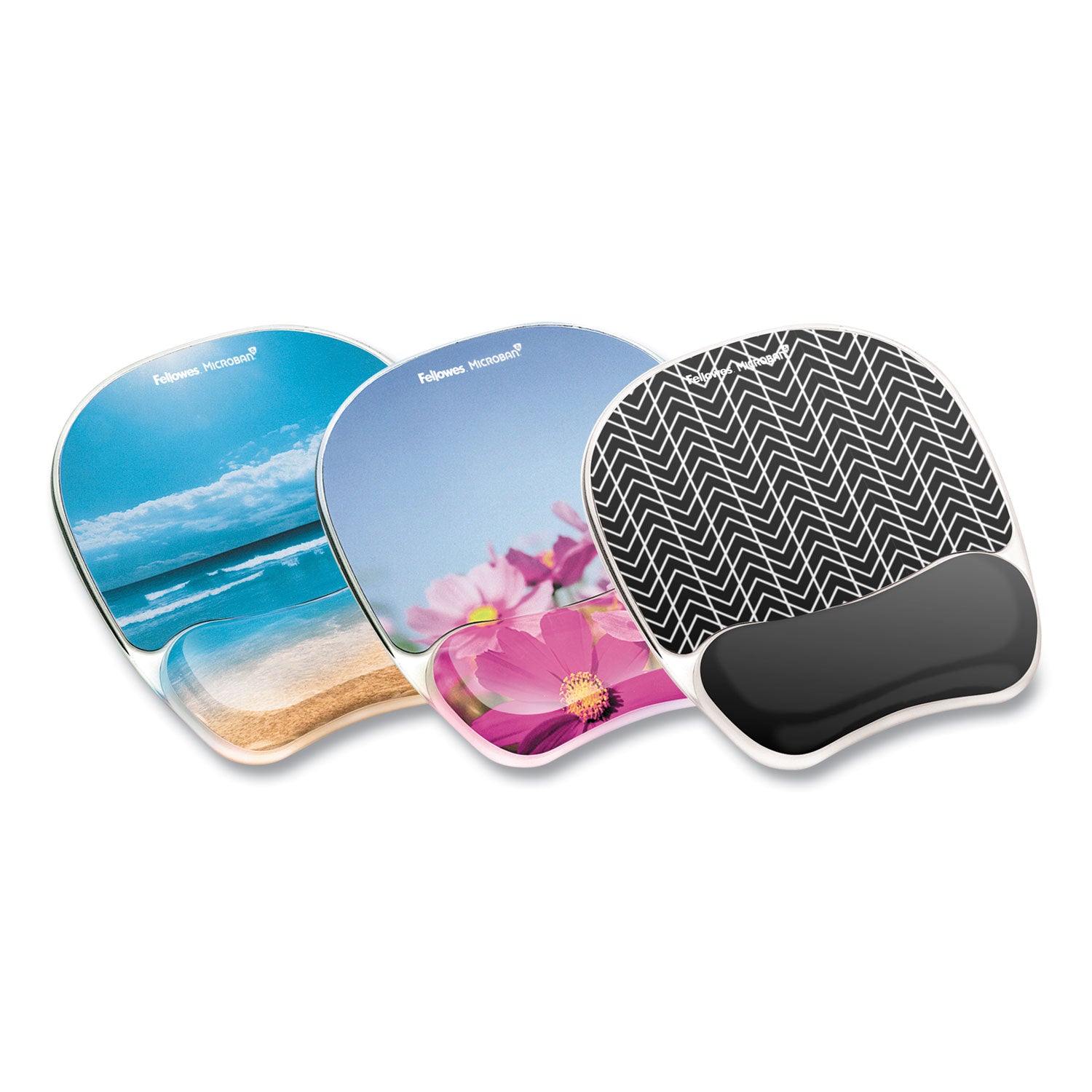 Fellowes Photo Gel Mouse Pad and Wrist Rest with Microban - Sandy Beach - 9.25" Height x 7.88" Width x 0.88" Depth - Multicolor - Rubber, Gel - Stain Resistant, Skid Proof - 1 Each