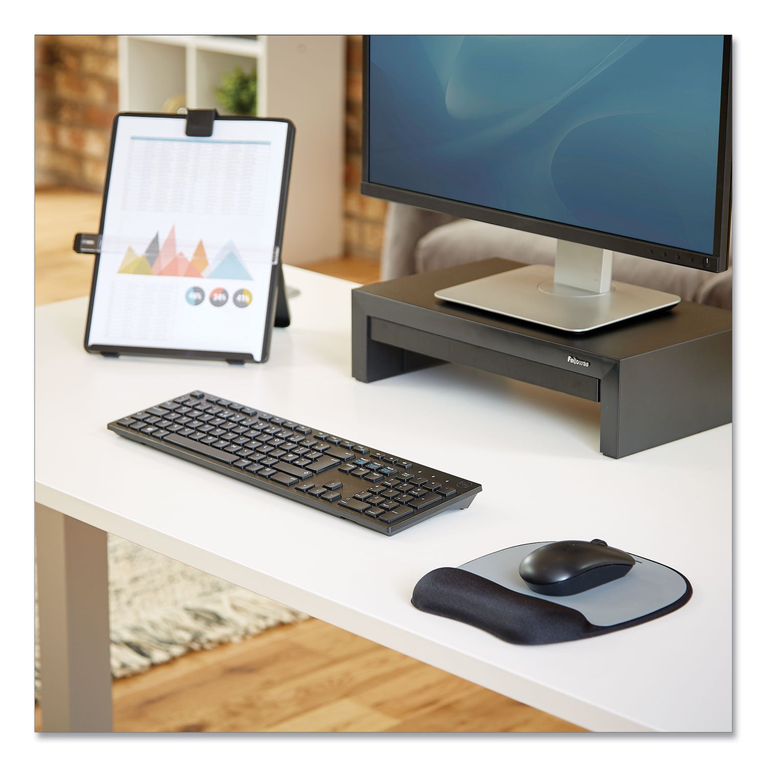 Fellowes Memory Foam Mouse Pad/Wrist Rest - Silver Streak - 1" Height x 7.94" Width x 9.25" Depth - Silver - Memory Foam - Wear Resistant, Tear Resistant, Skid Proof - 1 Each