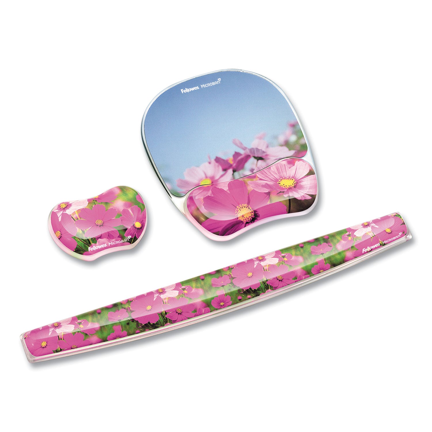 Pink Flowers - 9.25" Height x 7.88" Width x 0.88" Depth - Multicolor - Rubber, Gel - Stain Resistant, Skid Proof - 1 Each