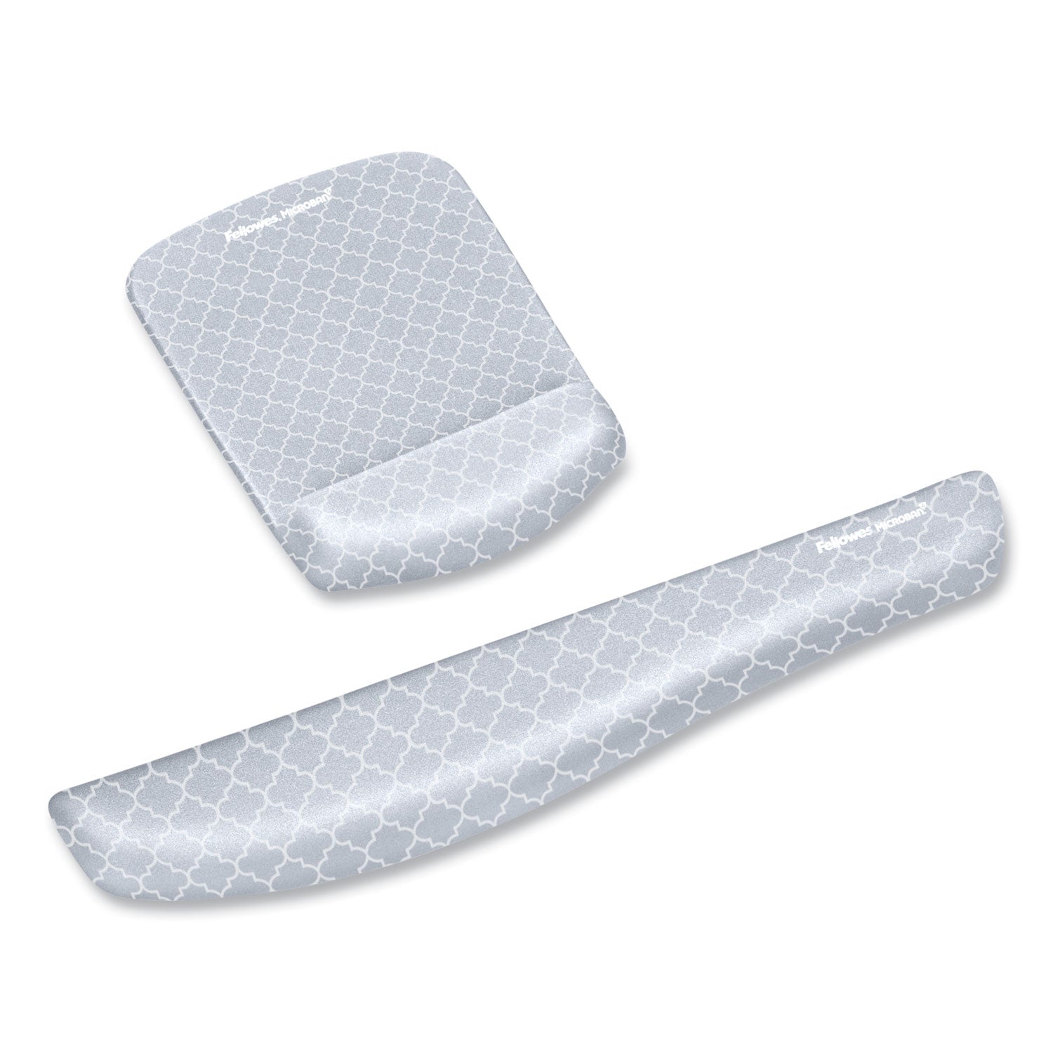 Fellowes PlushTouch Microban Keyboard Wrist Rest, Lattice Design, Gray/White, Foam, 1" x 18.13" x 3.19", Wear & Tear Resistant, Skid Proof, 1 Each