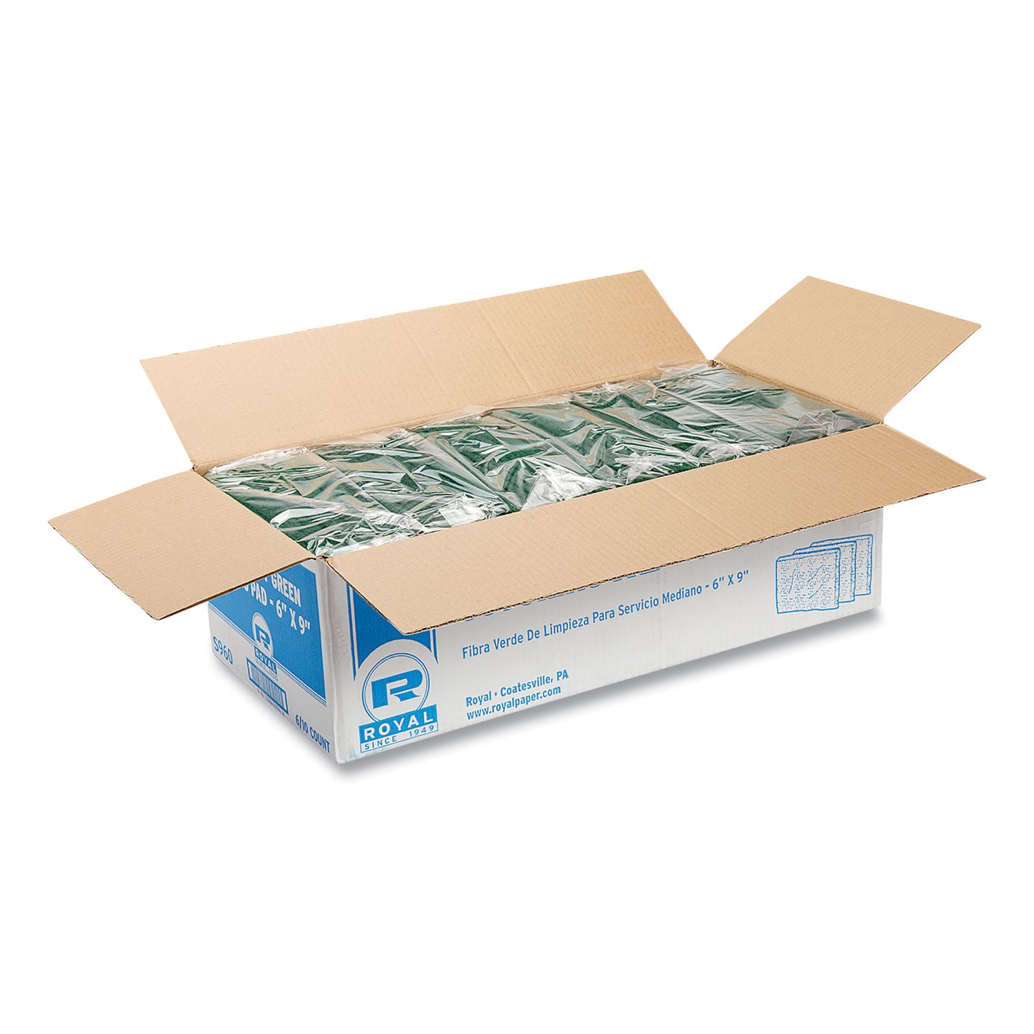 Medium-Duty Scouring Pad, 6 X 9, Green, 10 Pads/pack, 6 Packs/carton