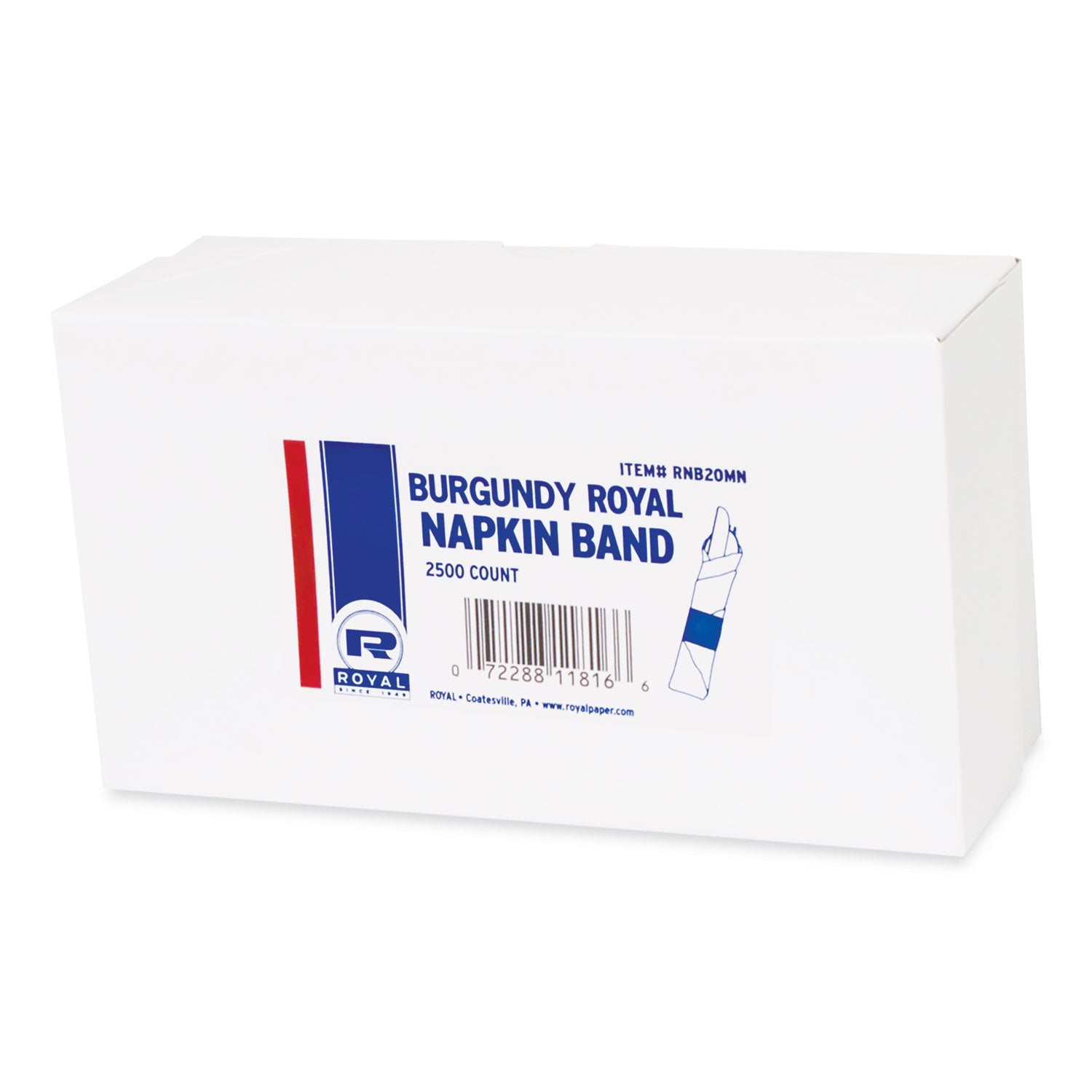 Napkin Bands, Burgundy, 2500/pack, 8 Packs/carton