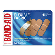 Band-Aid Flexible Fabric Adhesive Bandages - 100 - 1" Width - Beige - Fabric - 100 / Box