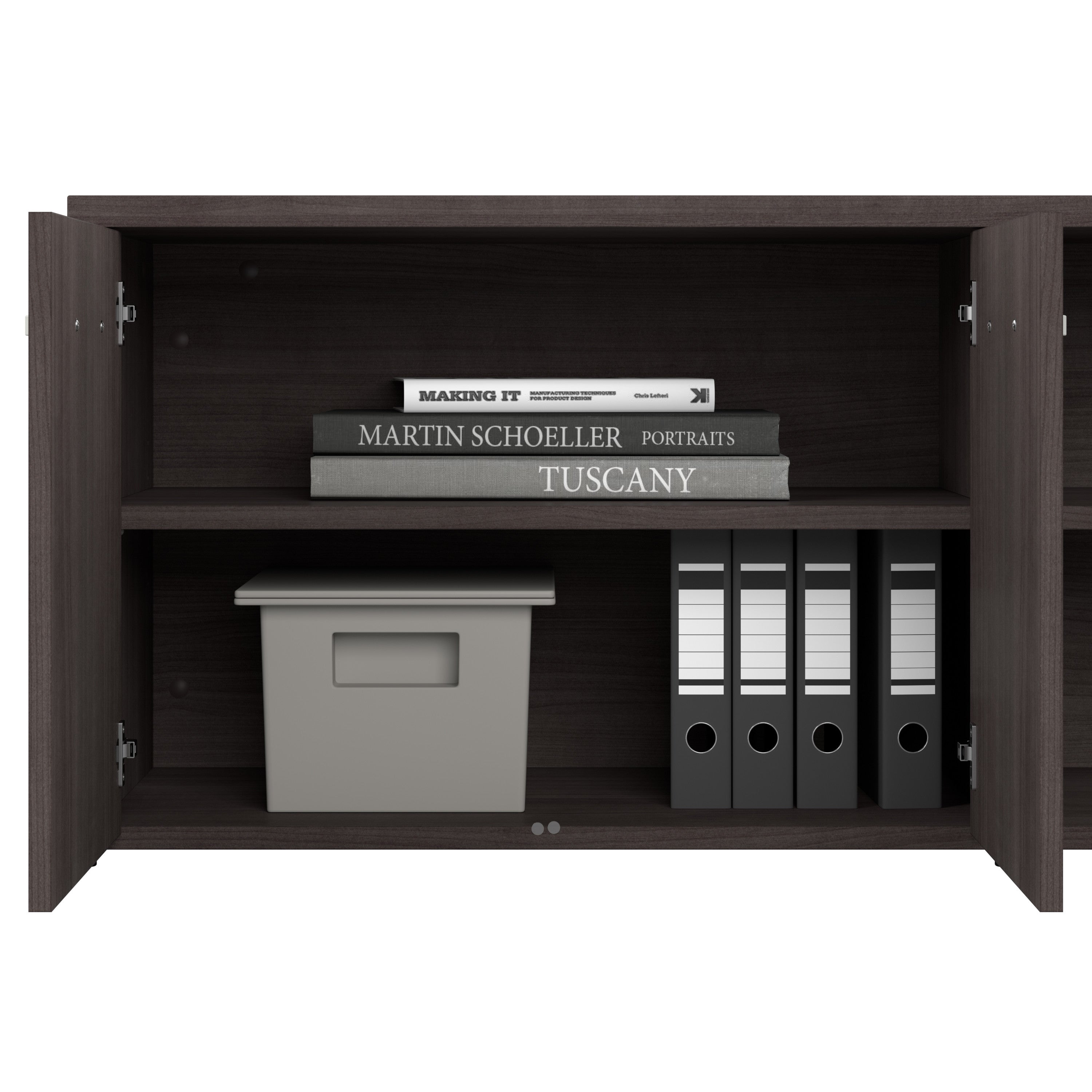 Bush Business Furniture Studio C Low Storage Cabinet with Doors and Shelves in Storm Gray - 59.17" Width x 15.71" Depth x 21.2" Height