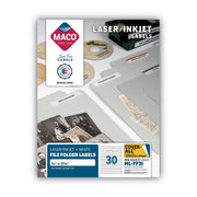 43/64" Width x 3 7/16" Length - Permanent Adhesive - Inkjet, Inkjet - White - 30 / Sheet - 1500 / Box