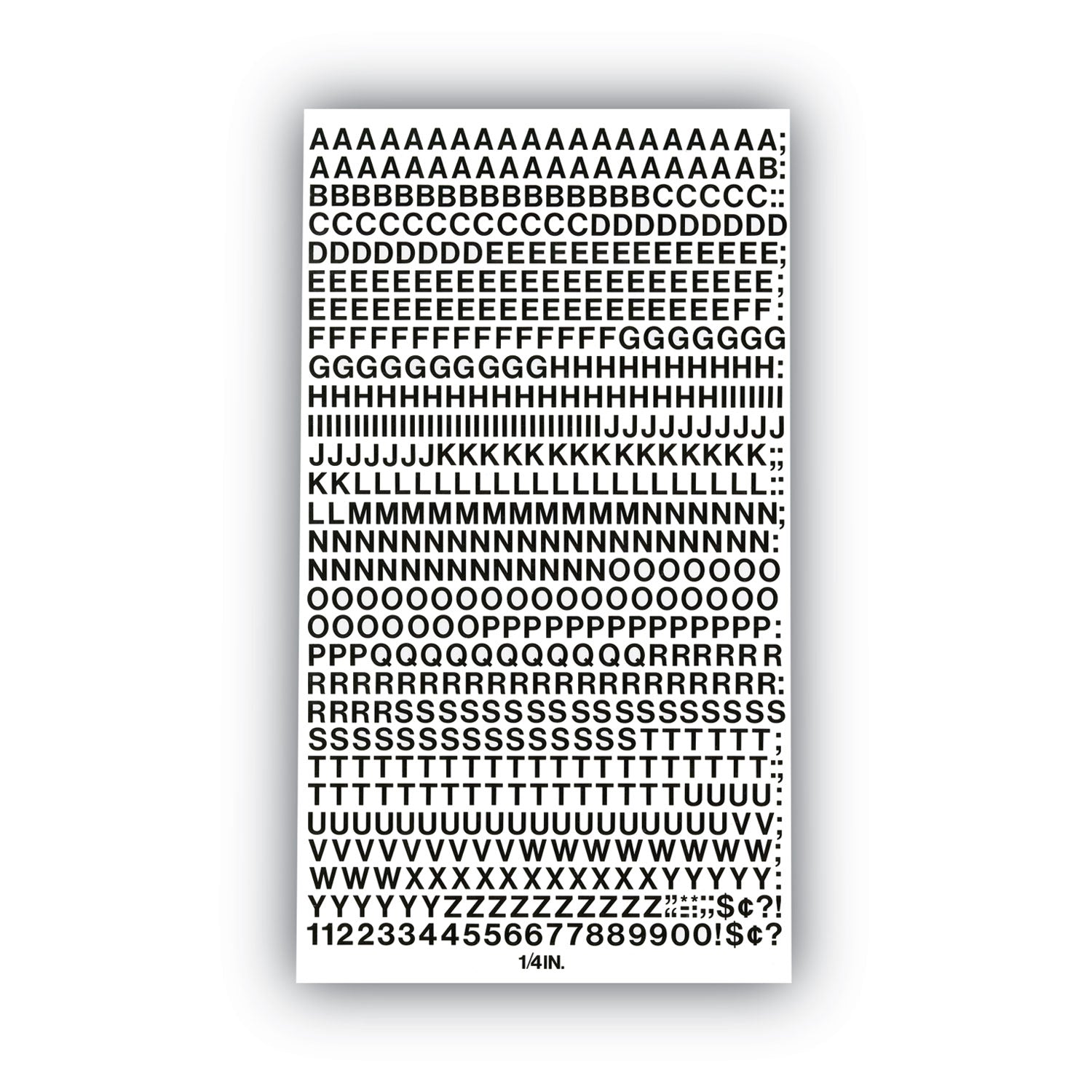 Press-On Vinyl Letters and Numbers, Self Adhesive, Black, 0.25"h, 610/Pack