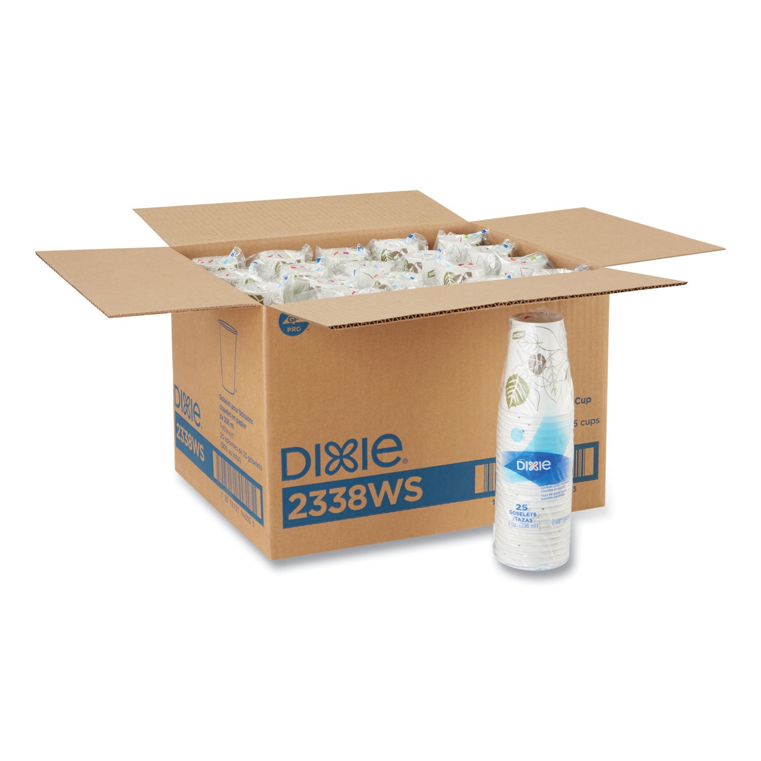 Dixie Pathways 8 oz Paper Hot Cups, White, Paper, 25 Pack