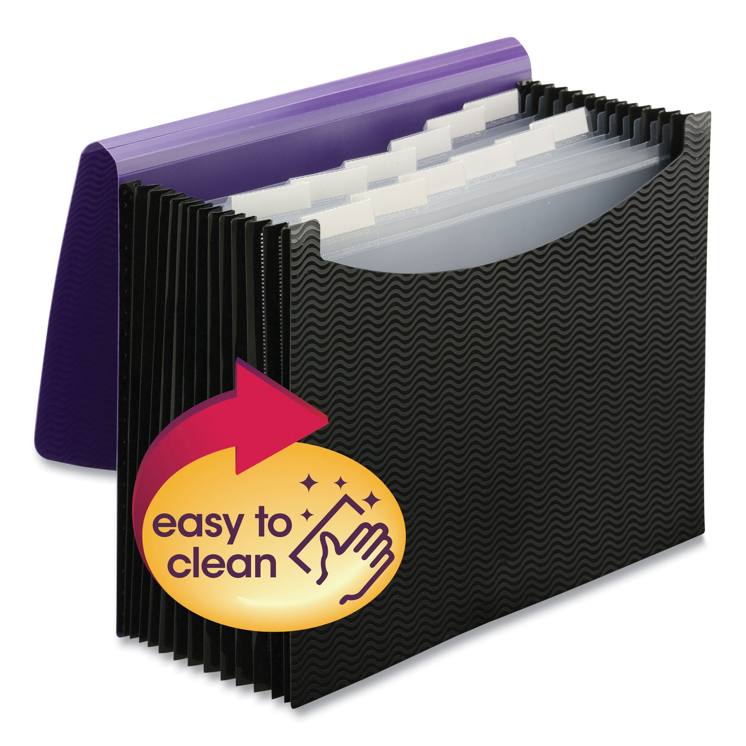 Smead Wave Pattern Poly Expanding File, Letter Size, 12 Pockets, Purple/Black, 1 Each