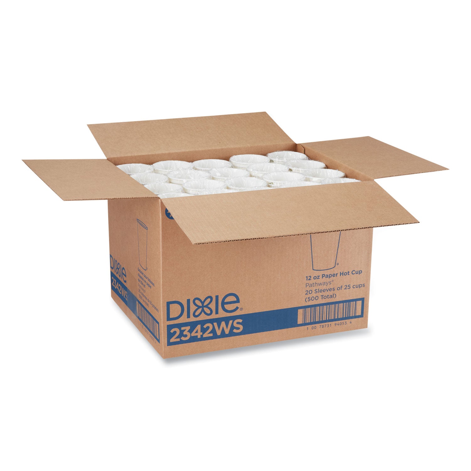 Dixie Pathways 12 oz Paper Hot Cups, White, Paper, 25 Pack