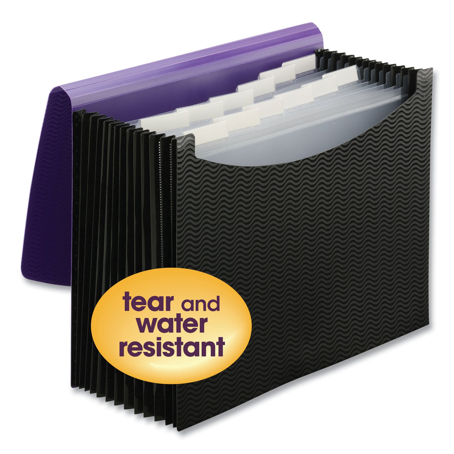 Smead Wave Pattern Poly Expanding File, Letter Size, 12 Pockets, Purple/Black, 1 Each